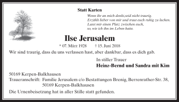 Anzeige von Ilse Jerusalem von  Werbepost 