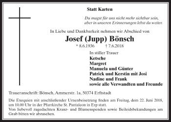 Anzeige von Josef Bönsch von  Werbepost 