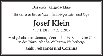 Anzeige von Josef Klein von  Schlossbote/Werbekurier 