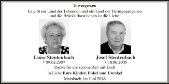 Anzeige von Josef Stentenbach von  Lokalanzeiger 