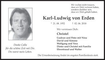 Anzeige von Karl-Ludwig von Erden von  Werbepost 