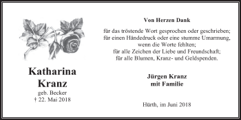 Anzeige von Katharina Kranz von  Wochenende 