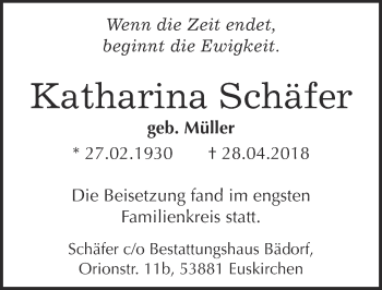Anzeige von Katharina Schäfer von  Werbepost 