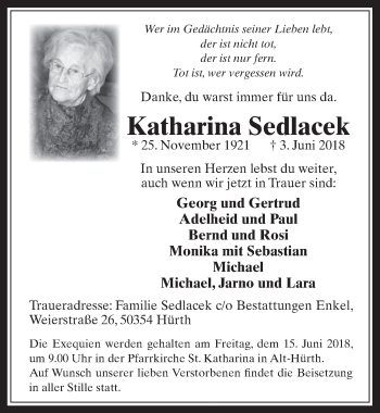 Anzeige von Katharina Sedlacek von  Wochenende 