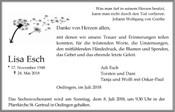 Anzeige von Lisa Esch von  Schaufenster/Blickpunkt 