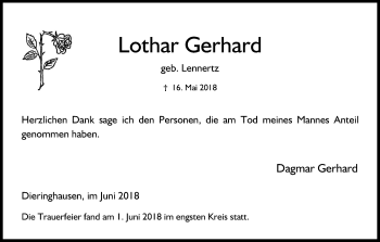 Anzeige von Lothar Gerhard von Kölner Stadt-Anzeiger / Kölnische Rundschau / Express