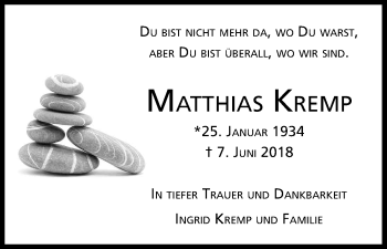 Anzeige von Matthias Kremp von Kölner Stadt-Anzeiger / Kölnische Rundschau / Express