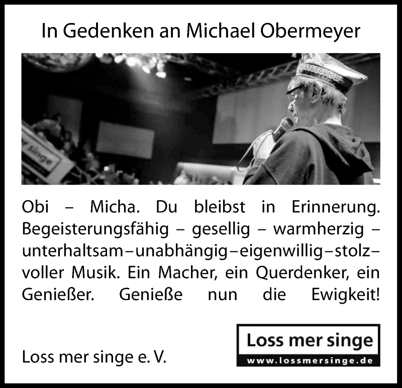  Traueranzeige für Michael Obermeyer vom 09.06.2018 aus Kölner Stadt-Anzeiger / Kölnische Rundschau / Express