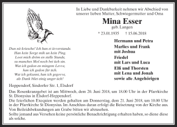 Anzeige von Mina Esser von  Werbepost 