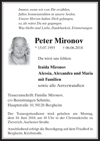 Anzeige von Peter Mironov von  Werbepost 