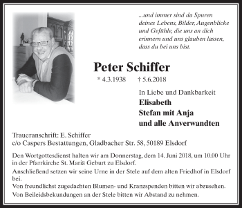 Anzeige von Peter Schiffer von  Werbepost 