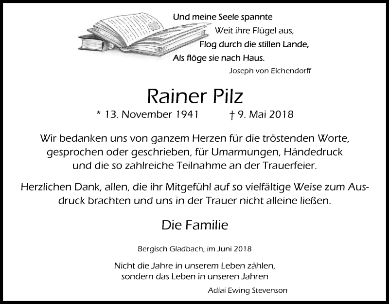  Traueranzeige für Rainer Pilz vom 23.06.2018 aus Kölner Stadt-Anzeiger / Kölnische Rundschau / Express
