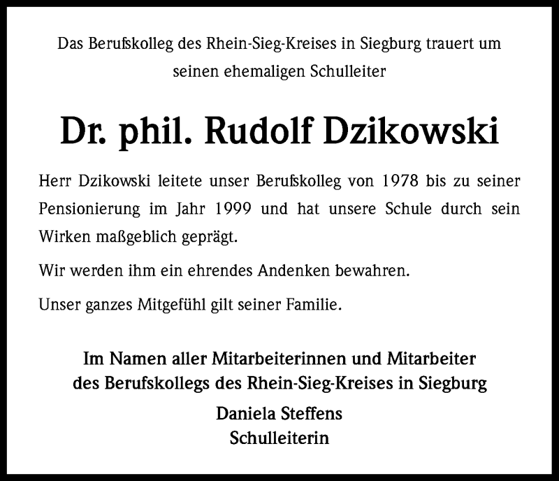  Traueranzeige für Rudolf Dzikowski vom 02.06.2018 aus Kölner Stadt-Anzeiger / Kölnische Rundschau / Express