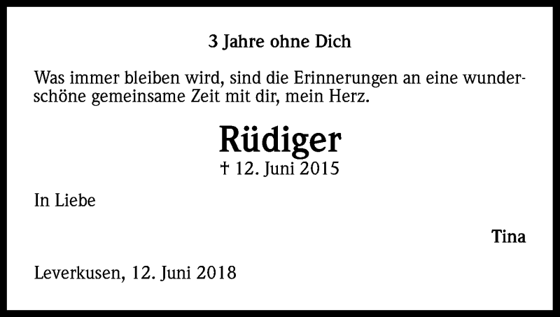  Traueranzeige für Rüdiger Heinrichs vom 18.07.2023 aus Kölner Stadt-Anzeiger / Kölnische Rundschau / Express