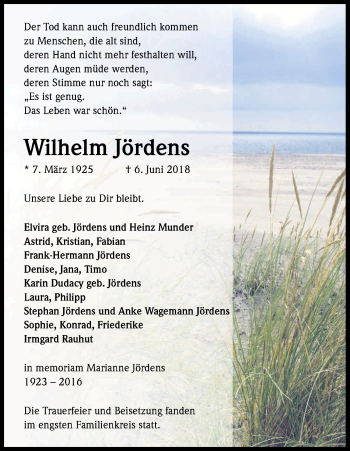 Anzeige von Wilhelm Jördens von Kölner Stadt-Anzeiger / Kölnische Rundschau / Express