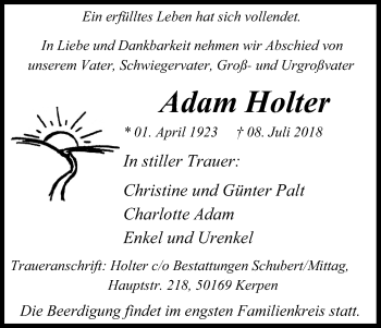 Anzeige von Adam Holter von EXKB