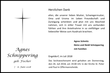 Anzeige von Agnes Schnippering von RB