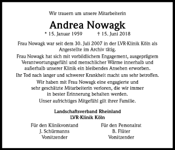 Anzeige von Andrea Nowagk von GS