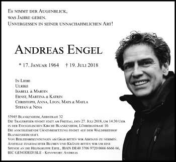 Anzeige von Andreas Engel von EN