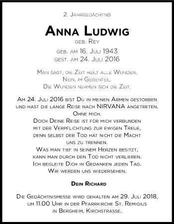 Anzeige von Anna Ludwig von BG