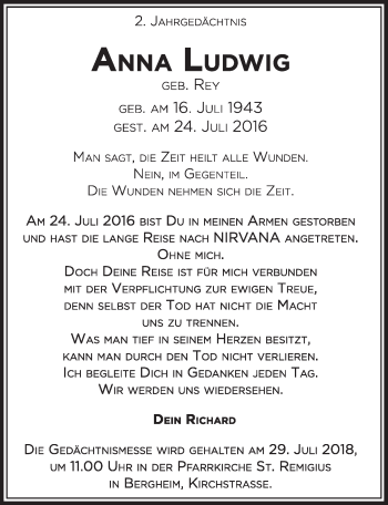 Anzeige von Anna Ludwig von  Sonntags-Post 