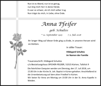 Anzeige von Anna Pfeifer von RB