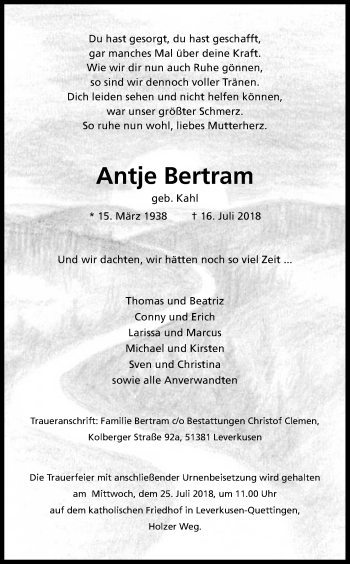 Anzeige von Antje Bertram von SLE