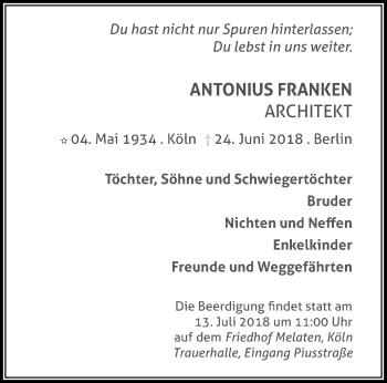 Anzeige von Antonius Franken von GS