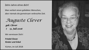Anzeige von Auguste Clever von RB