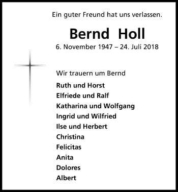 Anzeige von Bernd Holl von Kölner Stadt-Anzeiger / Kölnische Rundschau / Express
