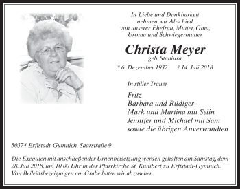 Anzeige von Christa Meyer von  Werbepost 