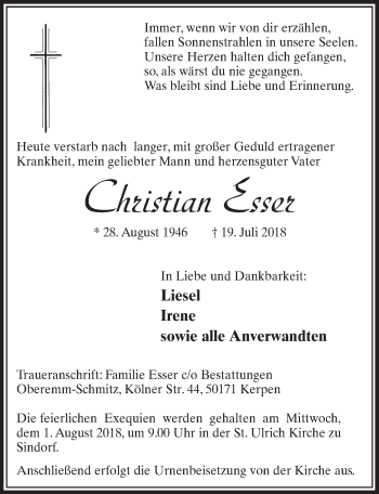 Anzeige von Christian Esser von  Sonntags-Post 