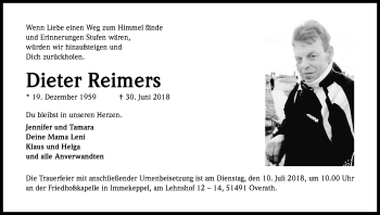 Anzeige von Dieter Reimers von RB