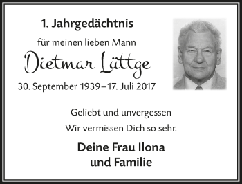 Anzeige von Dietmar Lüttge von  Leverkusener Wochenende 