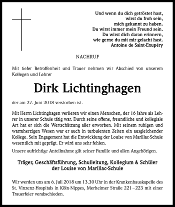 Anzeige von Dirk Lichtinghagen von GS