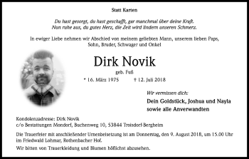 Anzeige von Dirk Novik von HS
