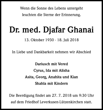 Anzeige von Djafar Ghanai von SLE