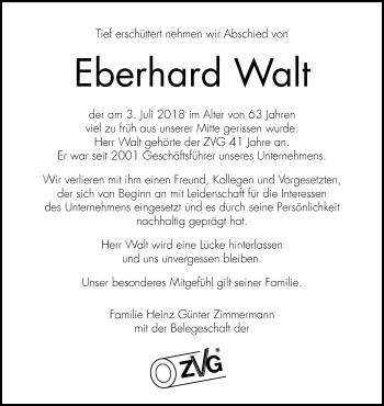 Anzeige von Eberhard Walt von HS