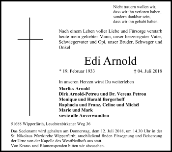 Anzeige von Edi Arnold von RON