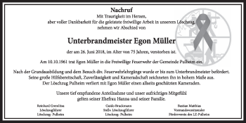 Anzeige von Egon Müller von  Sonntags-Post 
