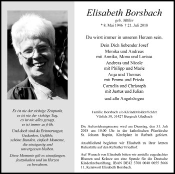 Anzeige von Elisabeth Borsbach von RB