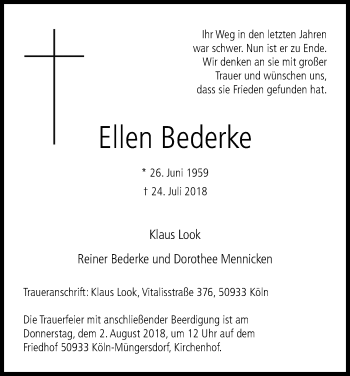 Anzeige von Ellen Bederke von GS