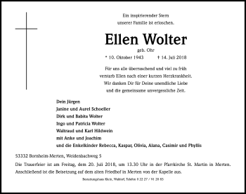 Anzeige von Ellen Wolter von GS