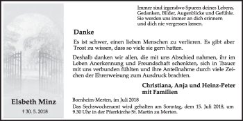 Anzeige von Elsbeth Minz von  Schlossbote/Werbekurier 