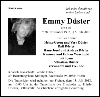Anzeige von Emmy Düster von KL