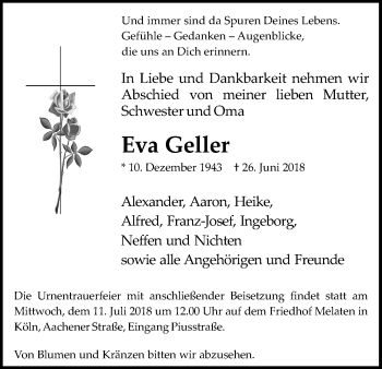 Anzeige von Eva Geller von GS