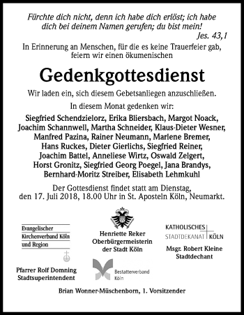 Anzeige von Gedenkgottesdienst  von GS