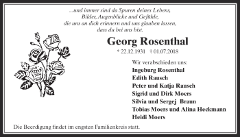 Anzeige von Georg Rosenthal von  Werbepost 