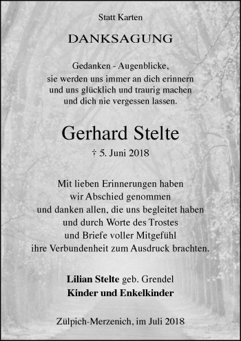 Anzeige von Gerhard Stelte von  Blickpunkt Euskirchen 
