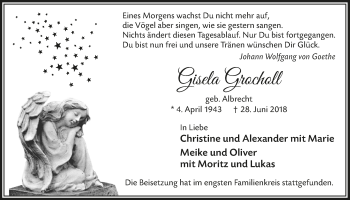 Anzeige von Gisela Grocholl von  Anzeigen Echo 